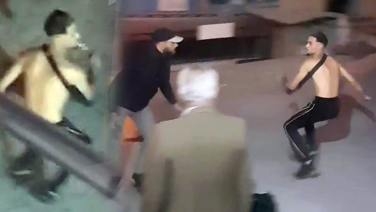 Yarı çıplak, eli bıçaklı adam korku saçtı