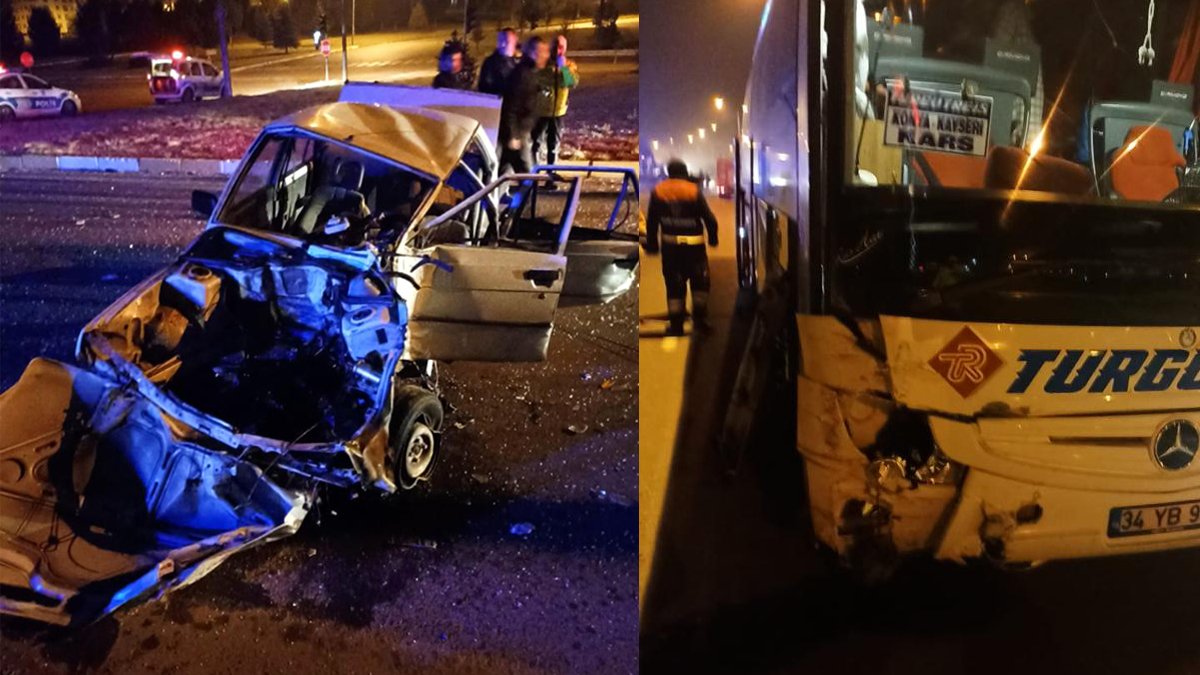 Sivas'ta otomobil yolcu otobüsüyle çarpıştı: 1 kişi hayatını kaybetti, 1 kişi yaralandı