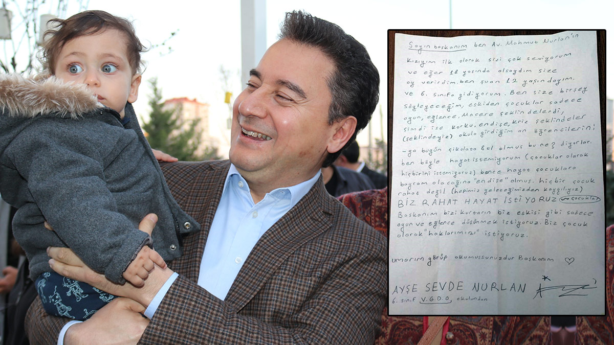DEVA Partisi lideri Babacan'dan kendisine mektup yazan küçük kıza mesaj: Hayat bayram olacak