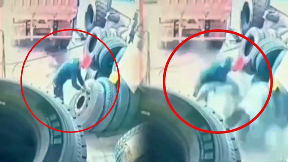 Lastik şişirirken ölümden döndü