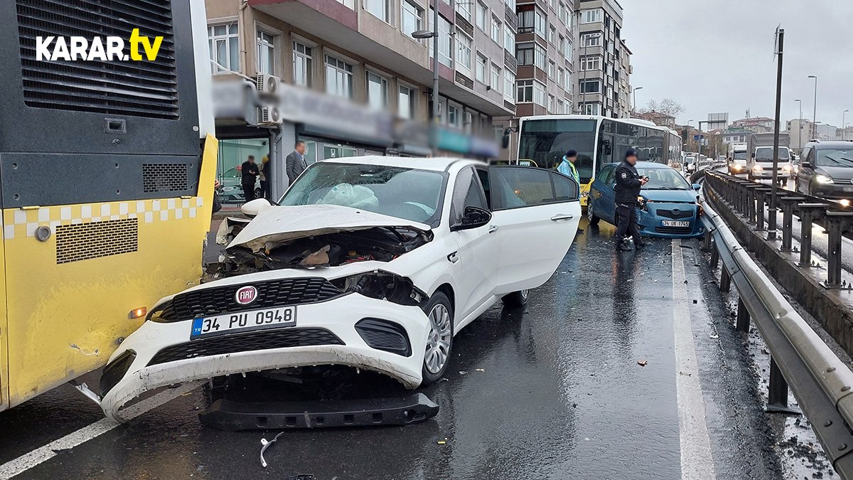 Avcılar'da otobüse makas atmaya çalışan maganda zincirleme kazaya sebep oldu!