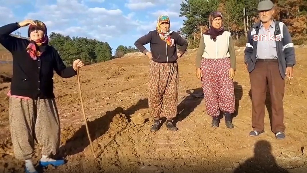 Örencik'te tarım arazisine maden kepçesi