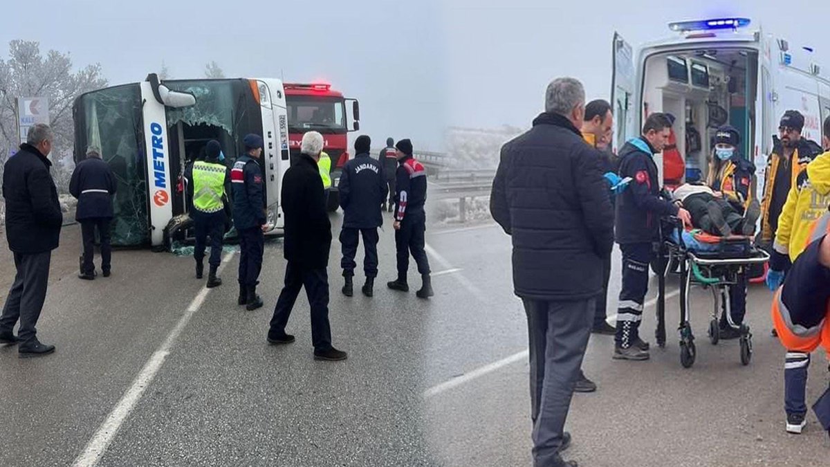 Ankara'da yolcu otobüsü devrildi: 6 yaralı