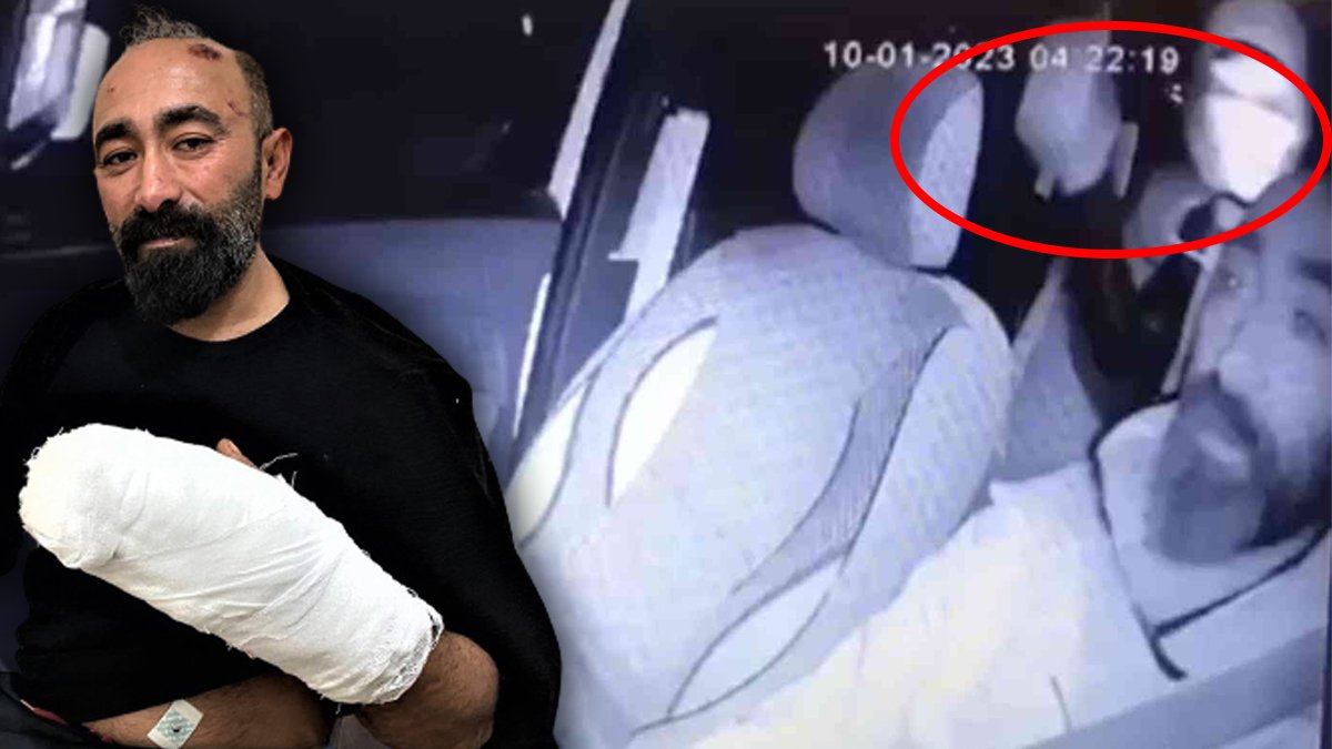 Taksiciye kaldırım taşlı dehşet! Müşteri gibi bindi kafasına defalarca vurdu