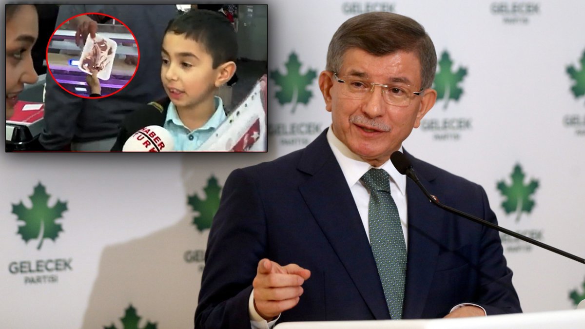Davutoğlu 'karne hediyesi' et olan çocuk üzerinden iktidara seslendi: Siz smoothie içerken millet açlıkla mücadele ediyor