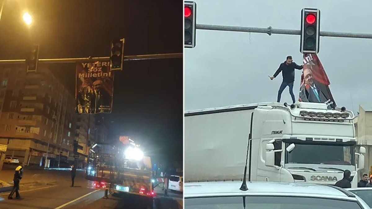 Kılıçdaroğlu'nun posteri polis zoruyla indirildi