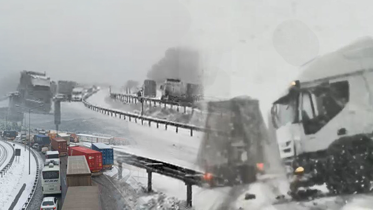 Geç gelen kış trafiği felç etti: TIR'ların 'kar'la mücadelesi kamerada