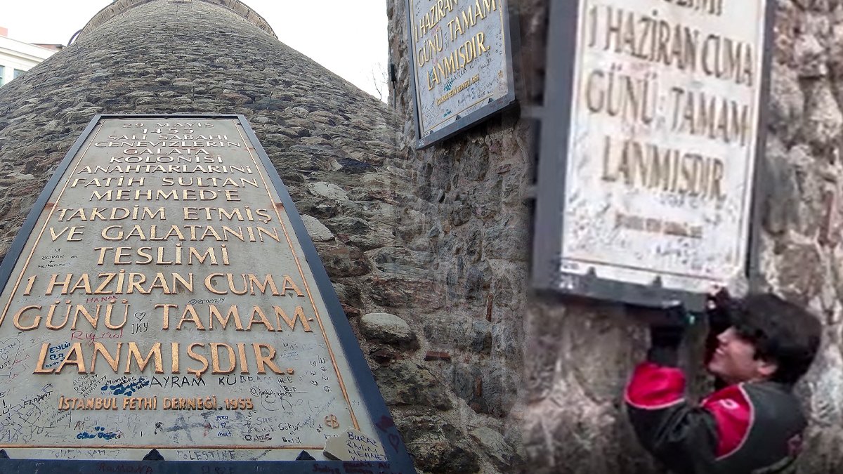 Galata Kulesi isim tabelası oldu! Bu adam gibi pislik olmayın