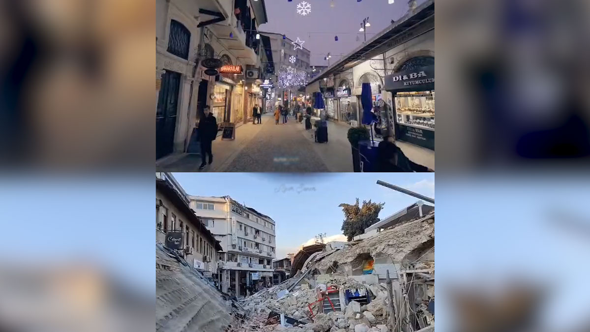 Hatay'ın Antakya ilçesindeki yıkım, deprem öncesi ve sonrası görüntüleri ile gözler önüne serildi