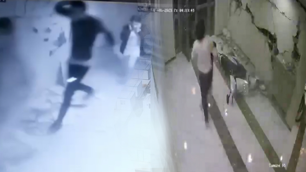 Patlayan betonlar, dökülen sıvalar... Büyük felaketten kaçış kamerada