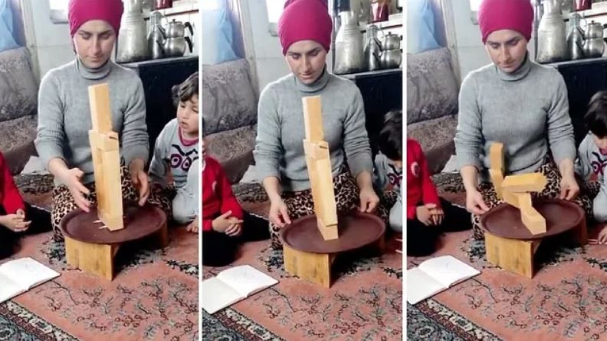 Depremi uygulamalı olarak anlatan anne sosyal medyada gündem oldu: Japonların evi ve Türklerin evi