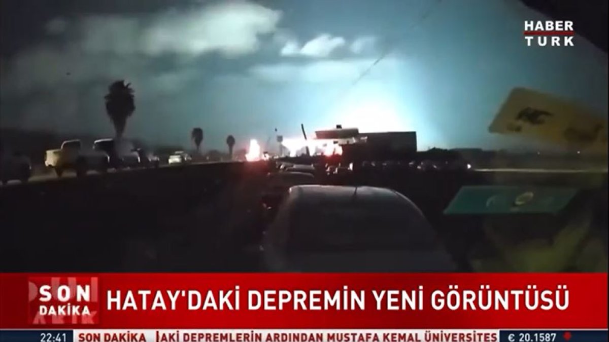 Hatay'daki deprem anının yeni görüntüsü ortaya çıktı: Geceyi gündüze çevirdi
