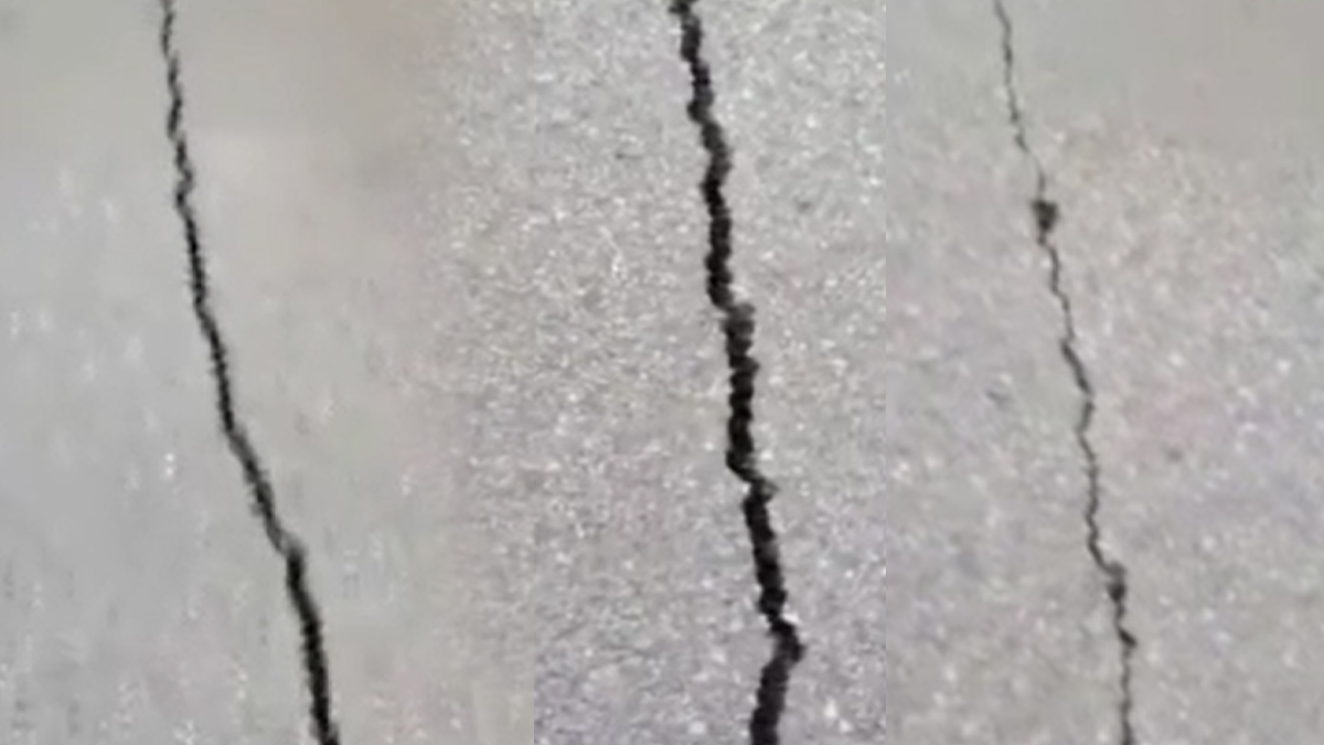 İzleyenleri hayrete düşüren görüntü: Deprem asfaltı açıp kapattı!