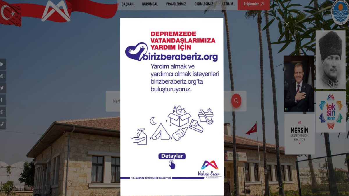 Depremzede vatandaşlar için yardımlarınızı 'birizberaberiz.org' üzerinden yapabilirsiniz