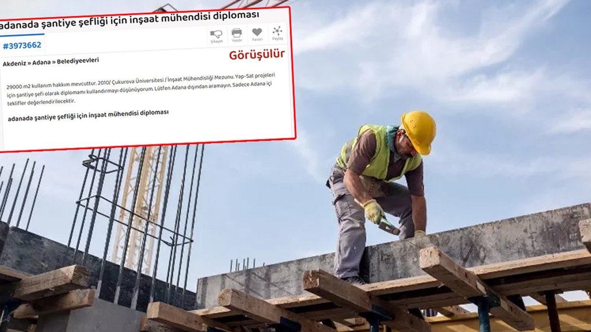 Yüzlerce ilan var: Sahibinden kiralık mühendis diploması!