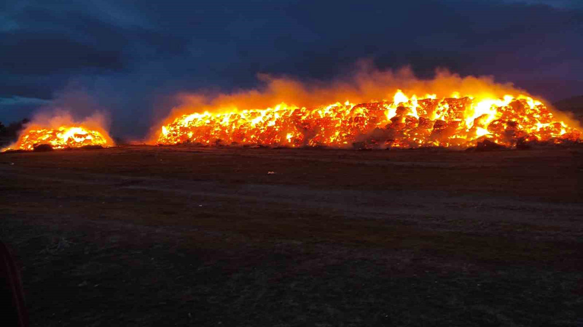 Konya'da korkutan yangın: 2 bin fiğ ve 800 ton yonca balyası kül oldu