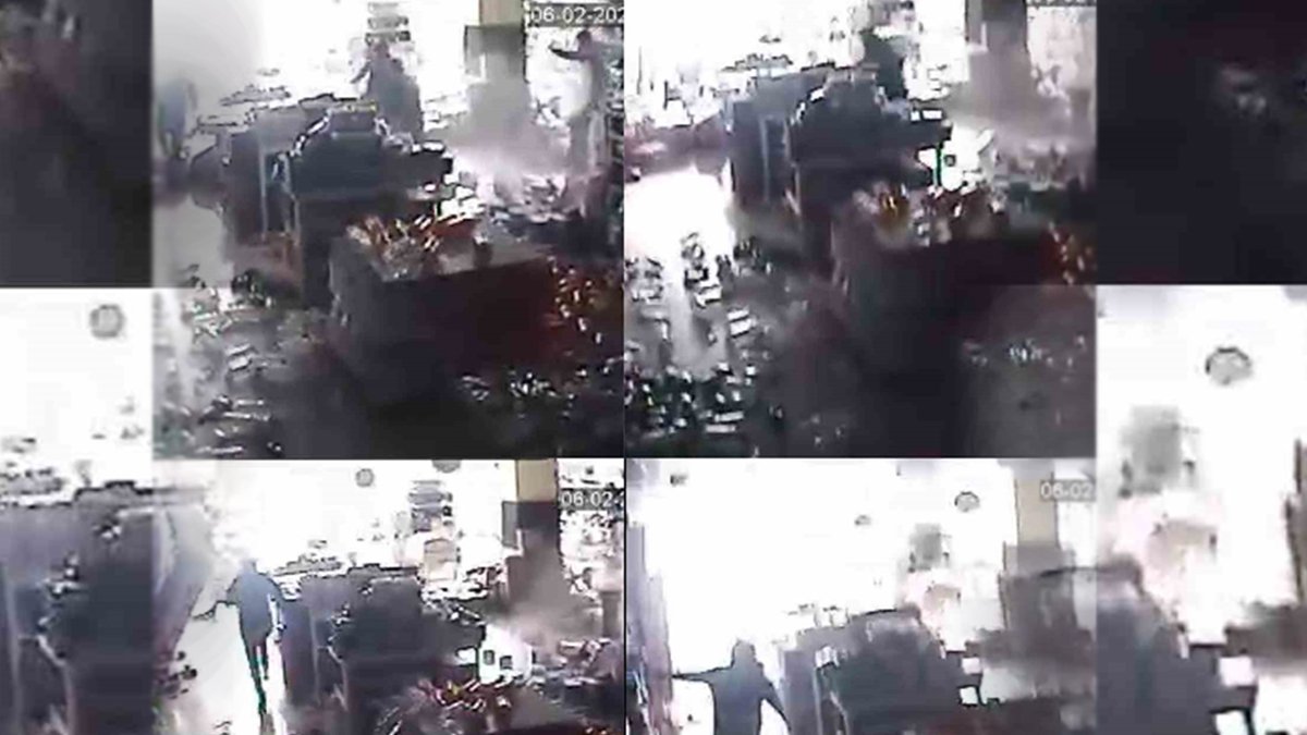 Raflar devrildi insanlar kaçtı... Felaketin yeni görüntüsü market kamerasında