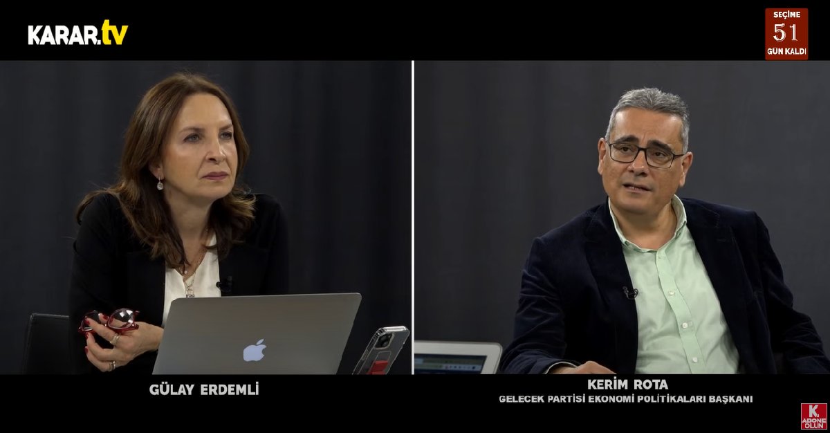 Gelecek Partili Kerim Rota: Şu anda Türkiye'de enflasyonun yüksek olması hükümetin tercihi