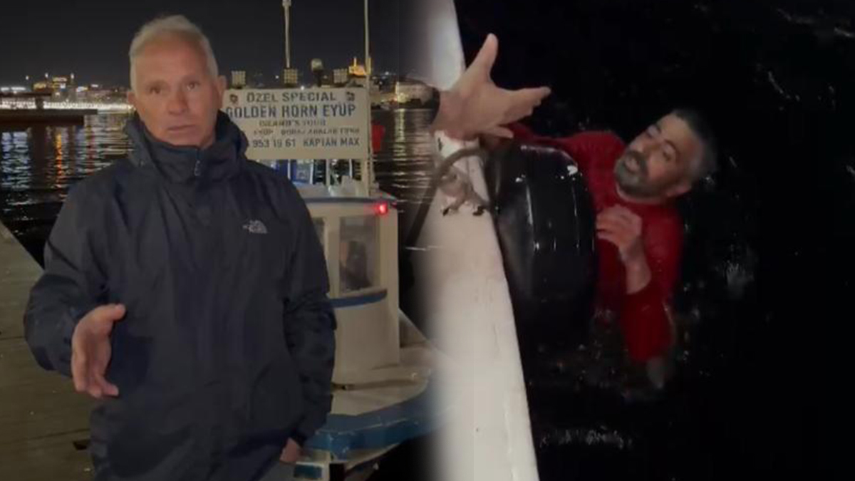 Galata'dan denize düşen vatandaşın imdadına kaptan yetişti