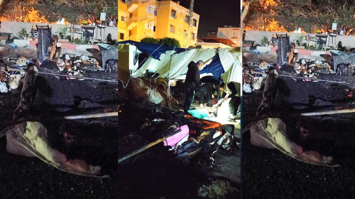 Depremzedelerin kaldığı çadırda yangın! Üç kardeşten ikisinin durumu ağır