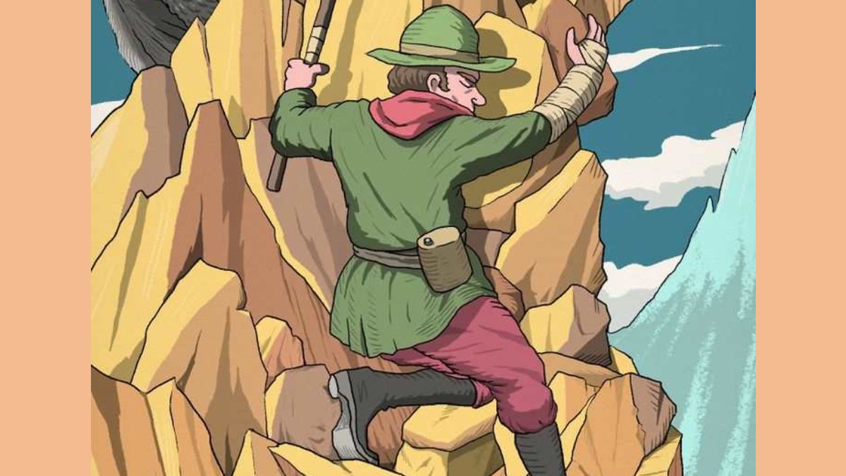 Bu dağcılık resminin içinde gizlenen adamın yüzünü kimse bulamıyor! 15 saniyede bulanların IQ seviyesi 140 çıkıyor!