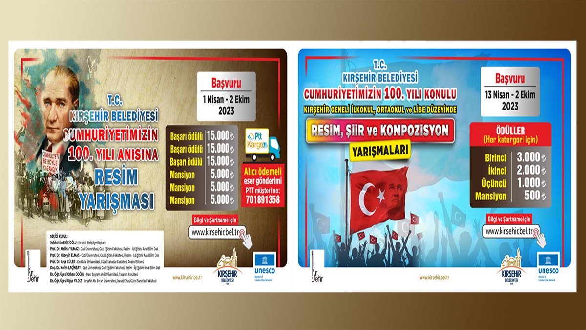Cumhuriyetin 100. Yıl anısına resim, şiir ve kompozisyon yarışması başvuruları başladı Cumhuriyetin 100. Yıl anısına resim, şiir ve kompozisyon yarışması başvuruları başladı