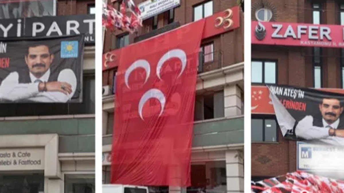 MHP'den İYİ Parti'nin Sinan Ateş posterine bayraklı engelleme