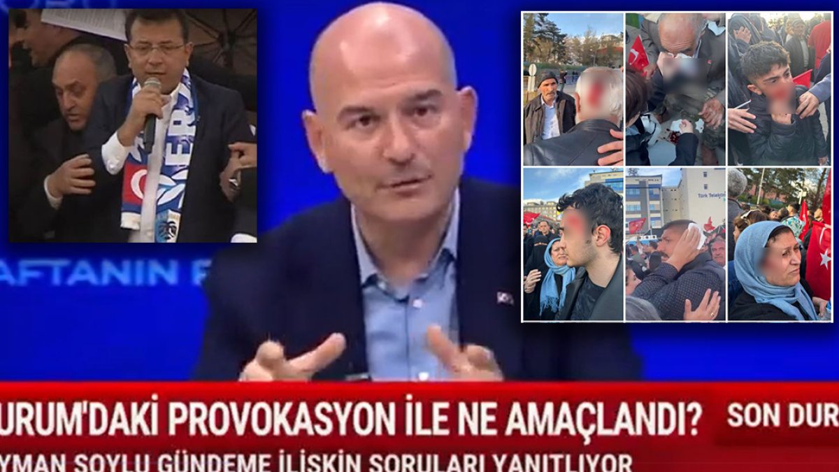 Soylu Erzurum'da İmamoğlu'na yapılan taşlı saldırıyla ilgili konuştu: Bir kişiye dikiş atıldı, başka yaralı yok