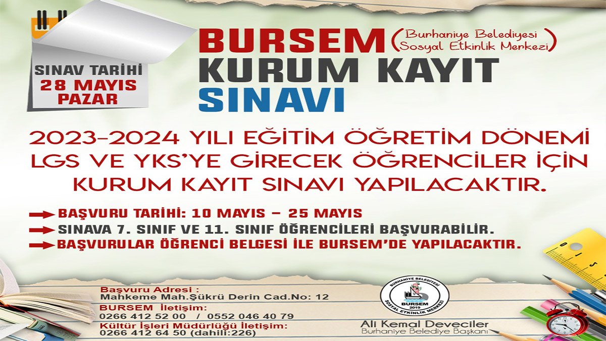 BURSEM kurs kayıt sınavı başvuruları başladı