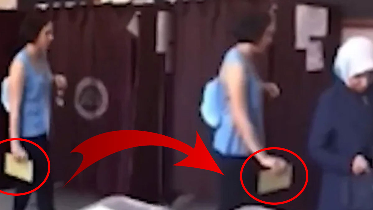 Hülya Avşar'ın kızı Zehra Çilingiroğlu, oy zarfını eve götürmeye çalıştı! O anlar kamerada