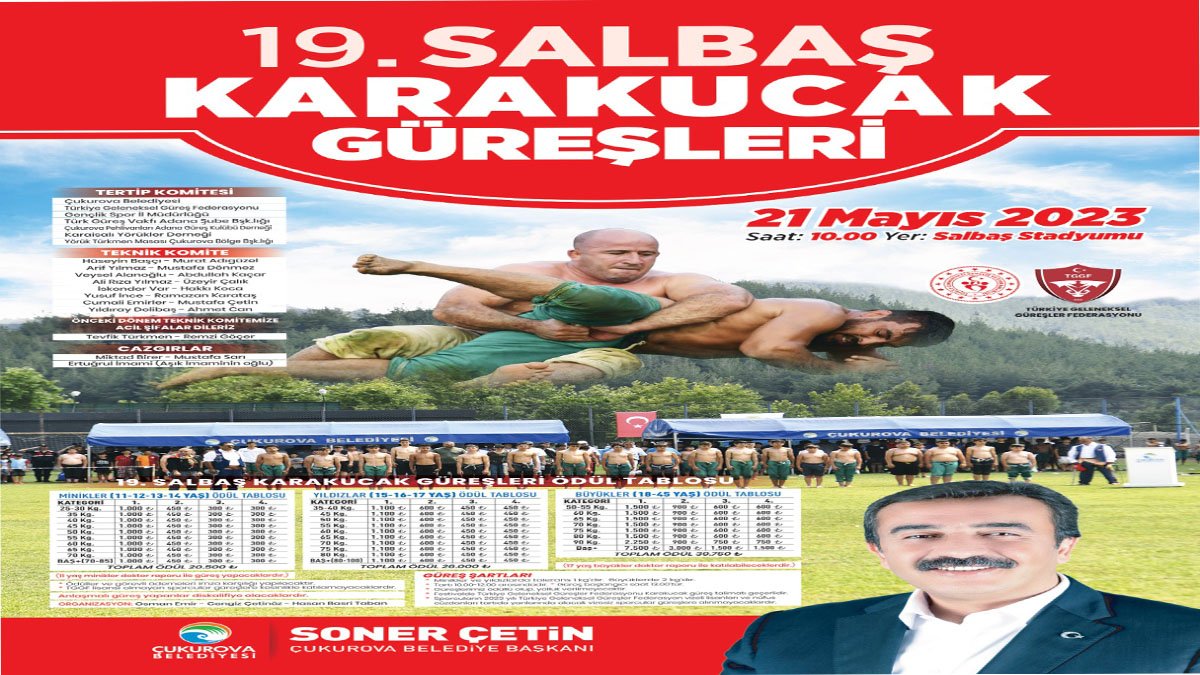 Salbaş Karakucak Güreşleri, 21 Mayıs Pazar günü Çukurova Belediyesi’nin organizasyonuyla gerçekleştirilecek