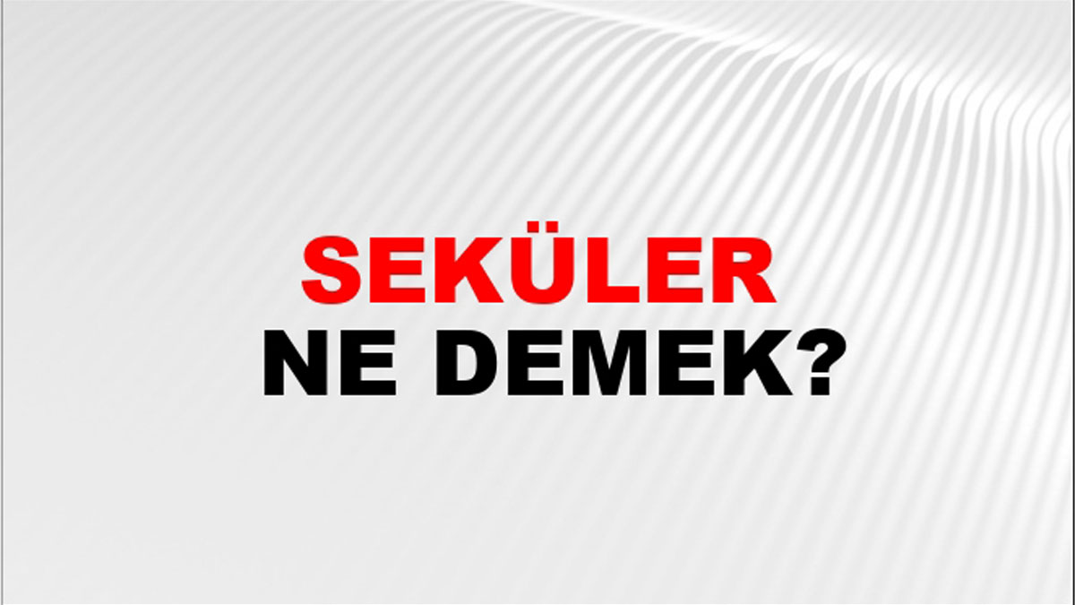 Seküler Ne Demek?