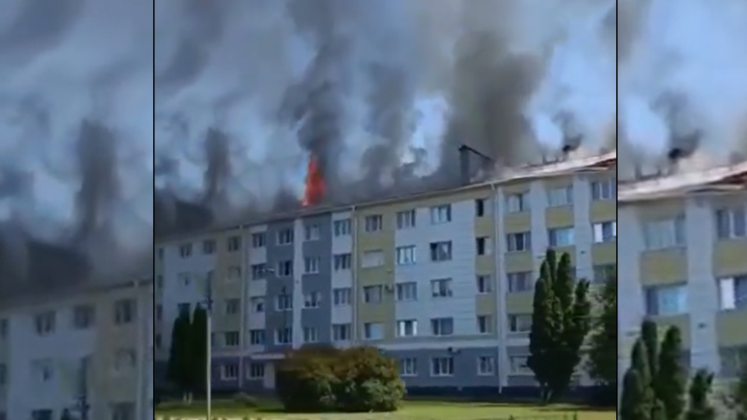 Ukrayna ordusunun bombaladığı öğrenci yurdu alev aldı