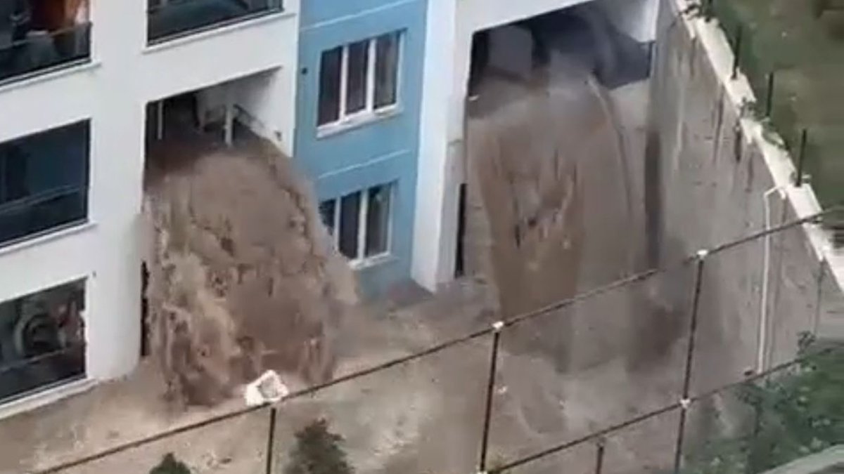 Sağanak sonrası şelaleye dönen binayla ilgili akılalmaz gerçek!