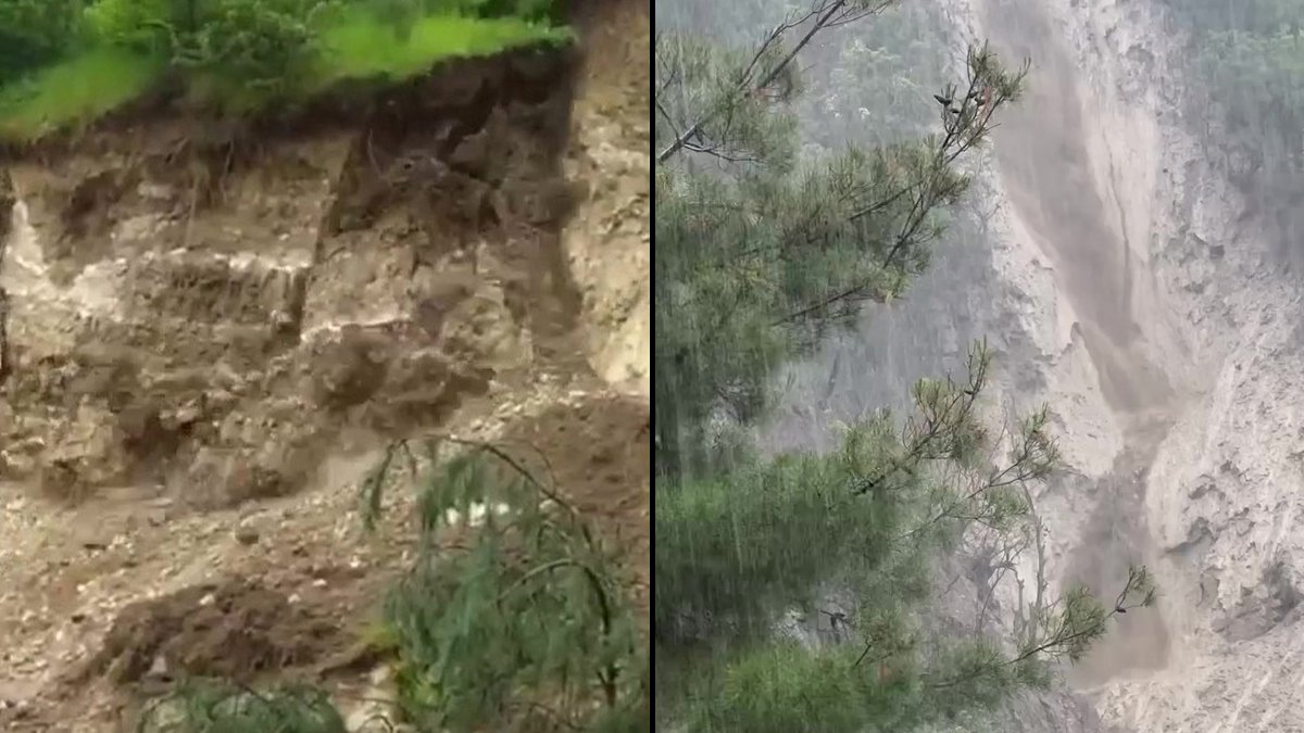 Amasya’da korkutan heyelan kameralara yansıdı