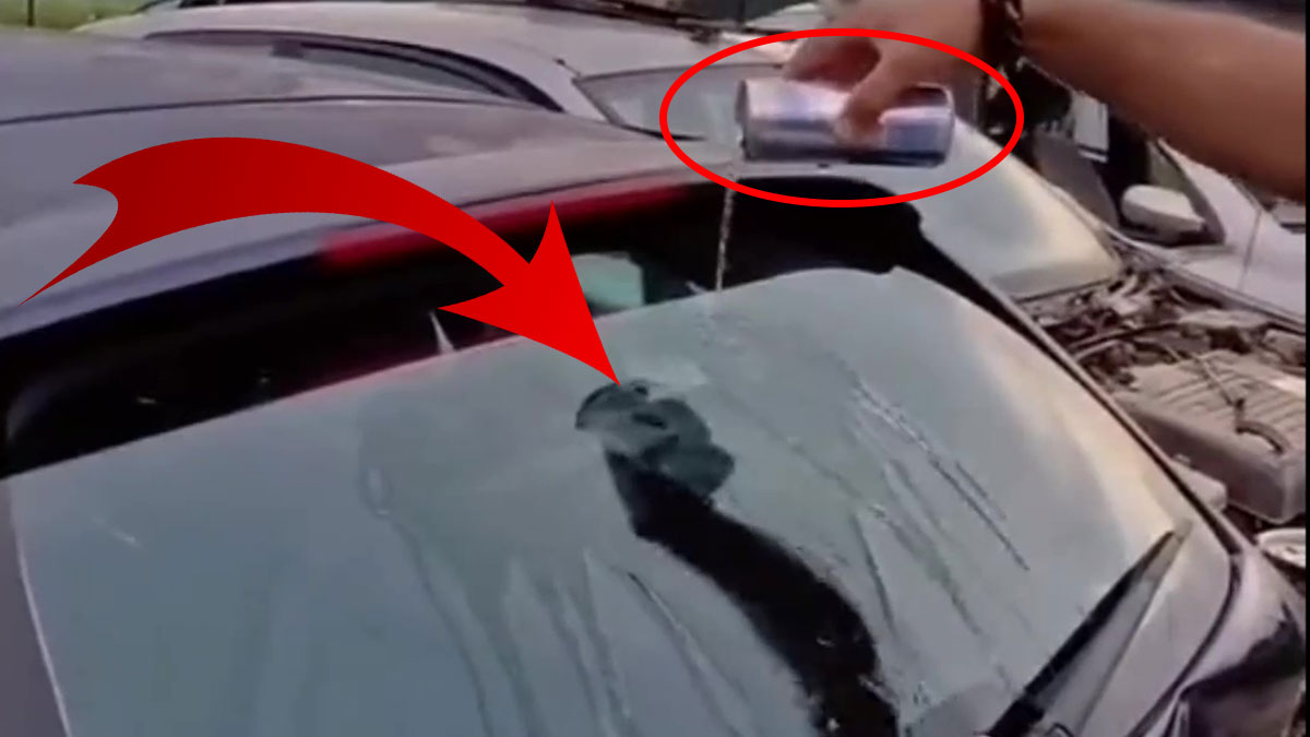 İddiaya girdi, otomobilinin camına enerji içeceği döktü, hayatının şokunu yaşadı! Kendi aracınızda sakın denemeyin