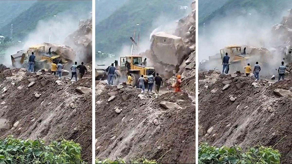 Hindistan'da toprak kayması faciaya neden oluyordu: Kepçe şoförü son anda kurtuldu