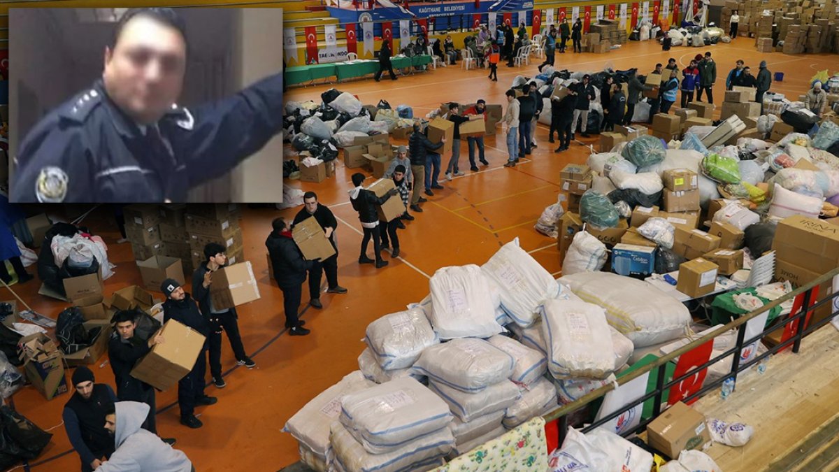 Deprem yardımlarını evine götüren polisten ilginç savunma: Kaybolmasın diye aldım