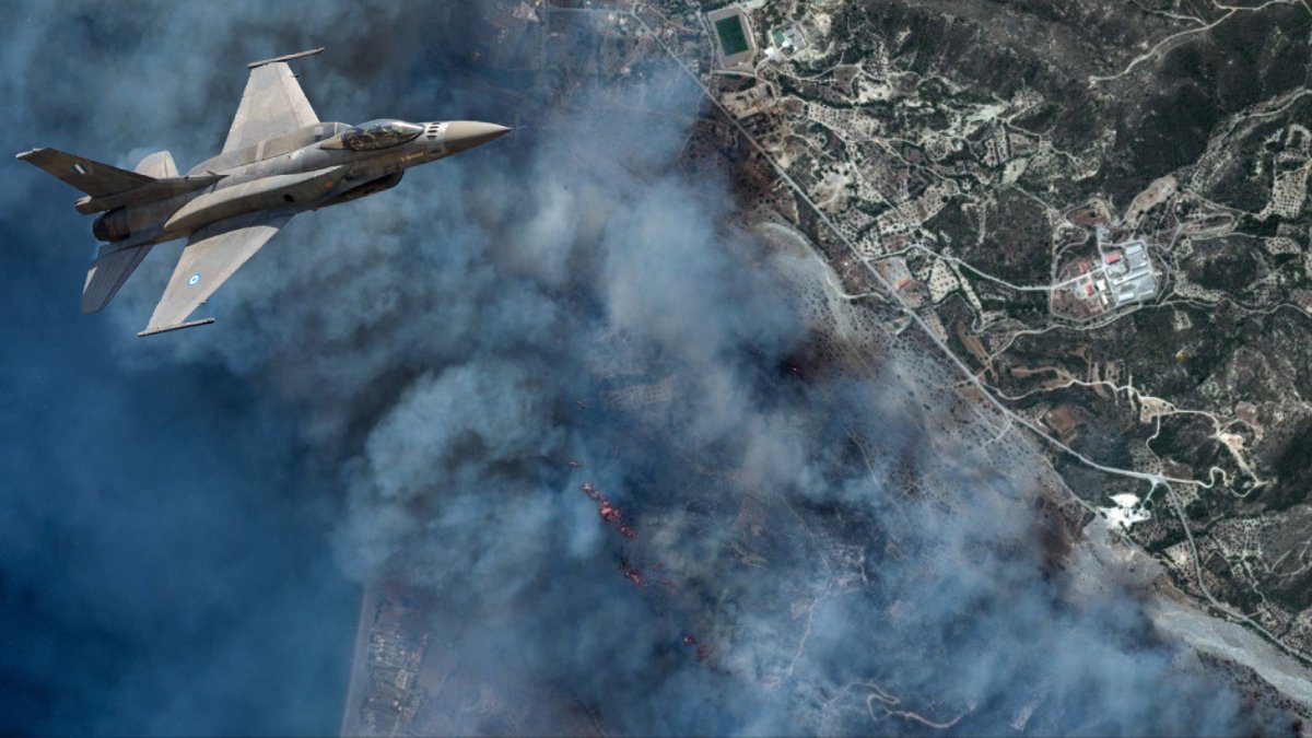 Komşuda yangın askeri üsse sıçradı: F-16’lar hangardan çıkıyor