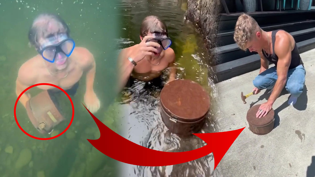 Nehirde yüzerken bulduğu gizemli kutudan çıkanlar şaşkınlık uyandırdı! Değeri paha biçilemez...