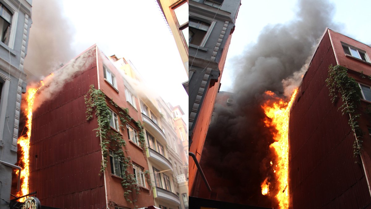 Beyoğlu'nda korkutan otel yangını