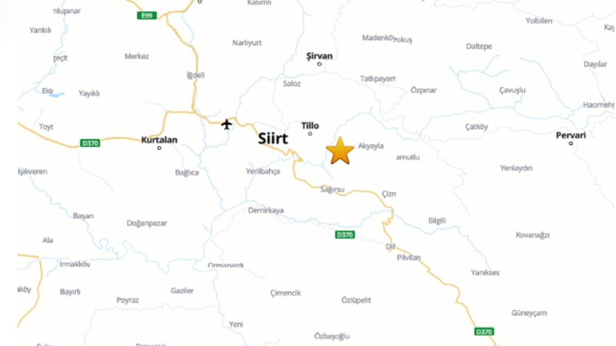 Siirt’te 3.9 büyüklüğünde deprem