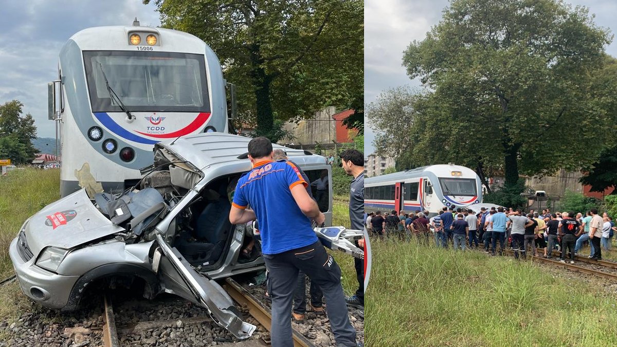 Tren hafif ticari araca çarptı, sürücü ağır yaralandı