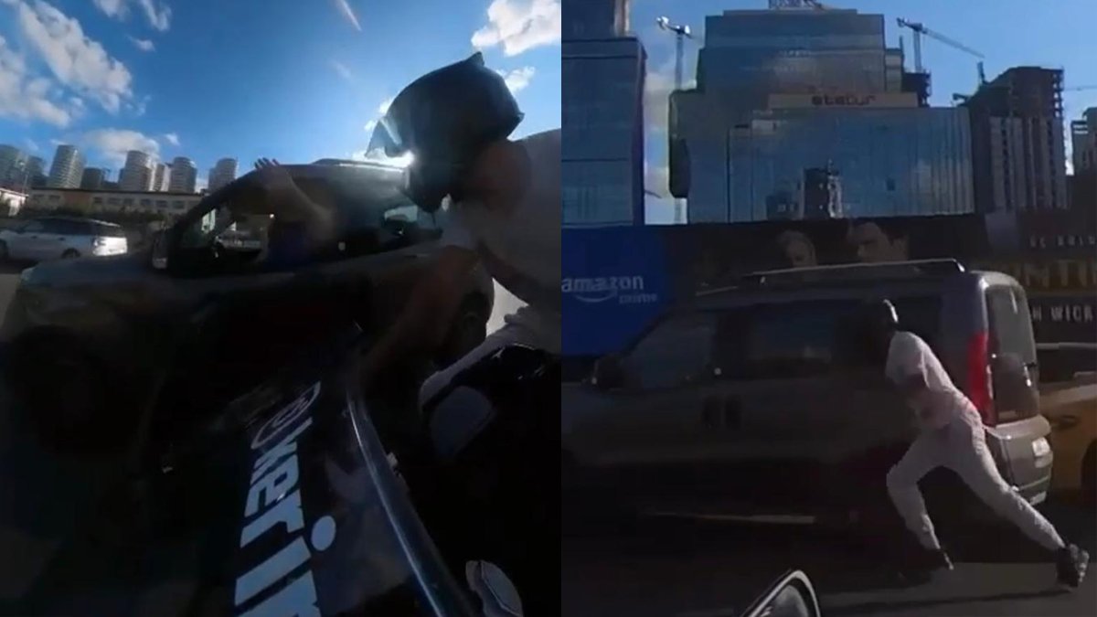 Kadıköy'de ilginç olay: Seyir halindeyken tartıştığı motosikletliye tokat attı