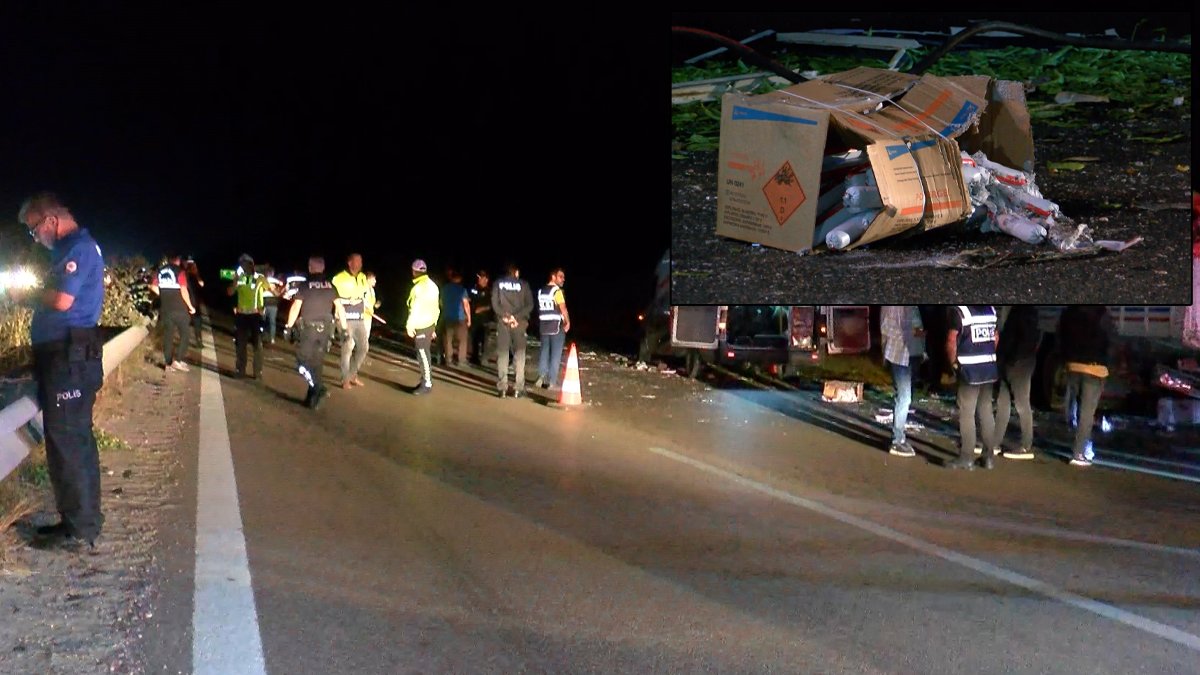 Bursa'da panik yaratan kaza: Dinamitler yerlere savruldu