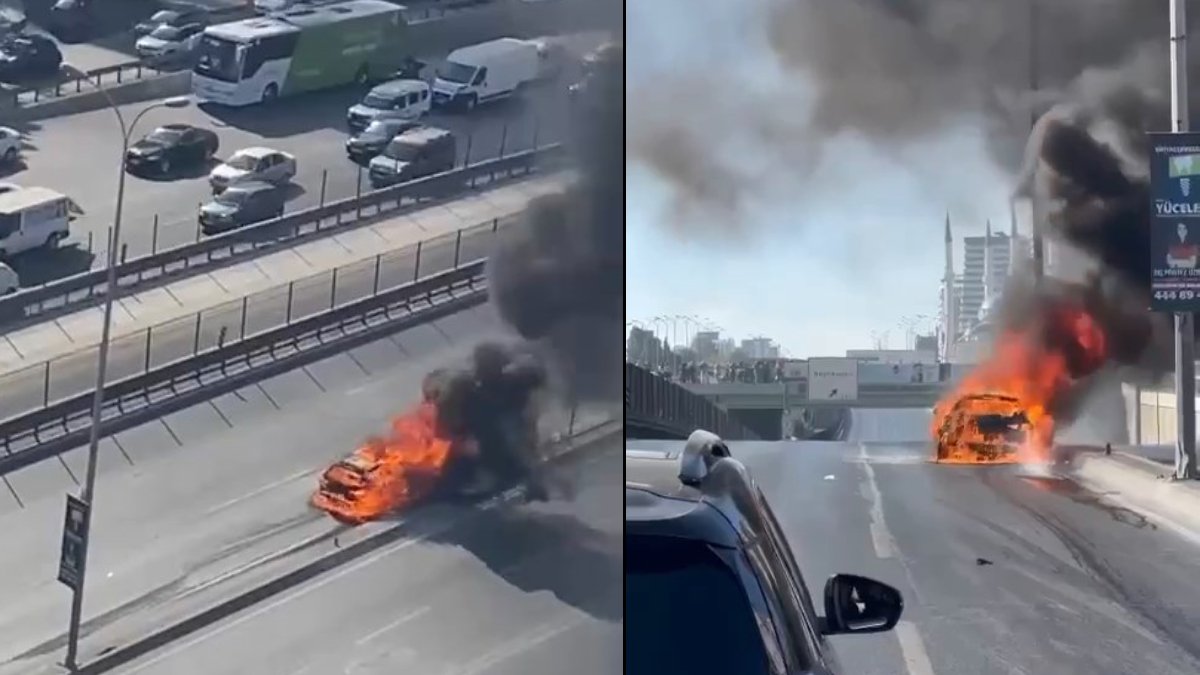 Beylikdüzü'ndeki D-100 karayolunda felaket! Otomobilini bakımdan aldı 5 kilometre sonra yandı