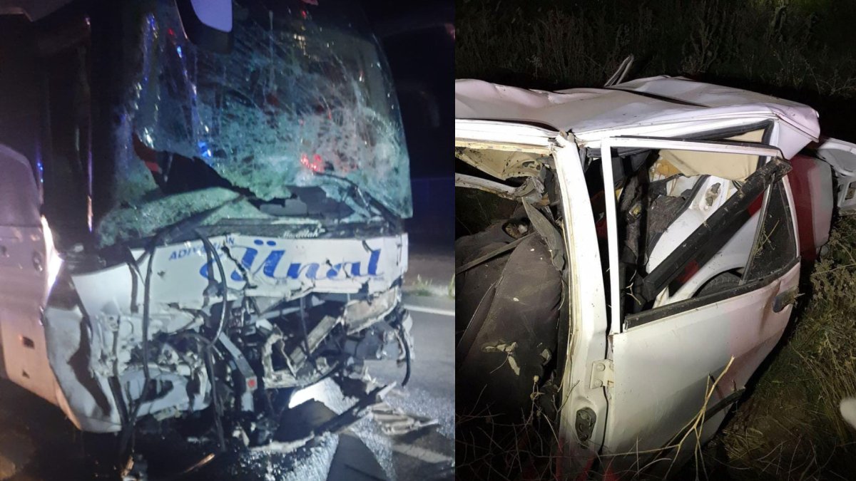 Yolcu otobüsüyle otomobil çarpıştı: 2 ölü, 20 yaralı