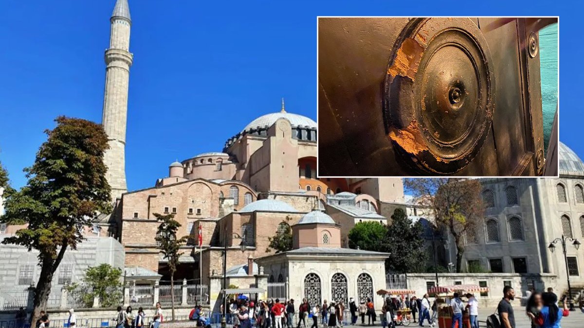 Ayasofya'nın bir kapısı daha kırıldı, savunması pes dedirtti: Sadece ittirdim