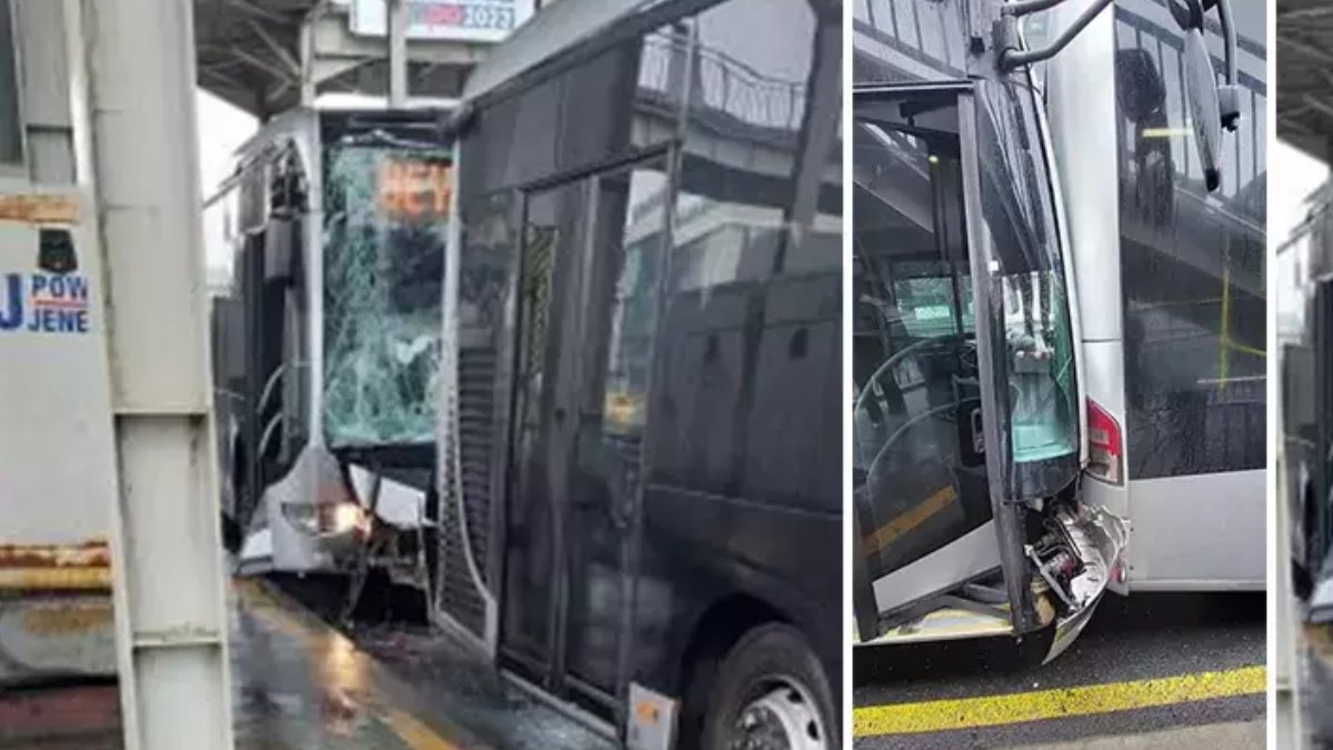 Küçükçekmece'de iki metrobüs çarpıştı