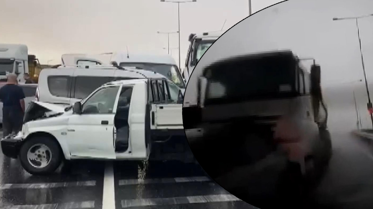 Yol kayganlaştı sürücü duramadı... Çığlık çığlığa can pazarı